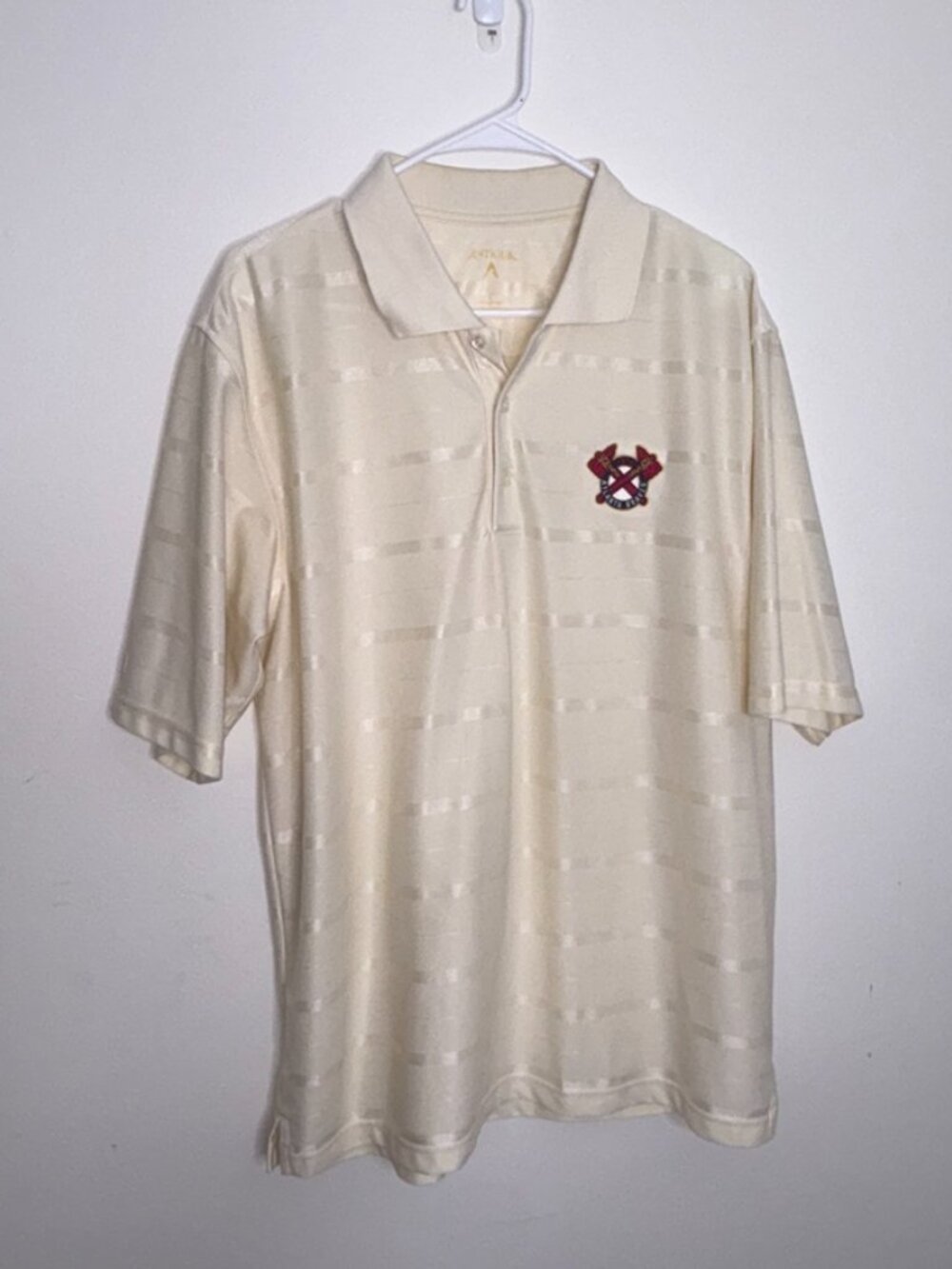 VINTAGE Antigua Atlanta Braves MLB Logo Patch Short Sleeve Polo Shirt - Large